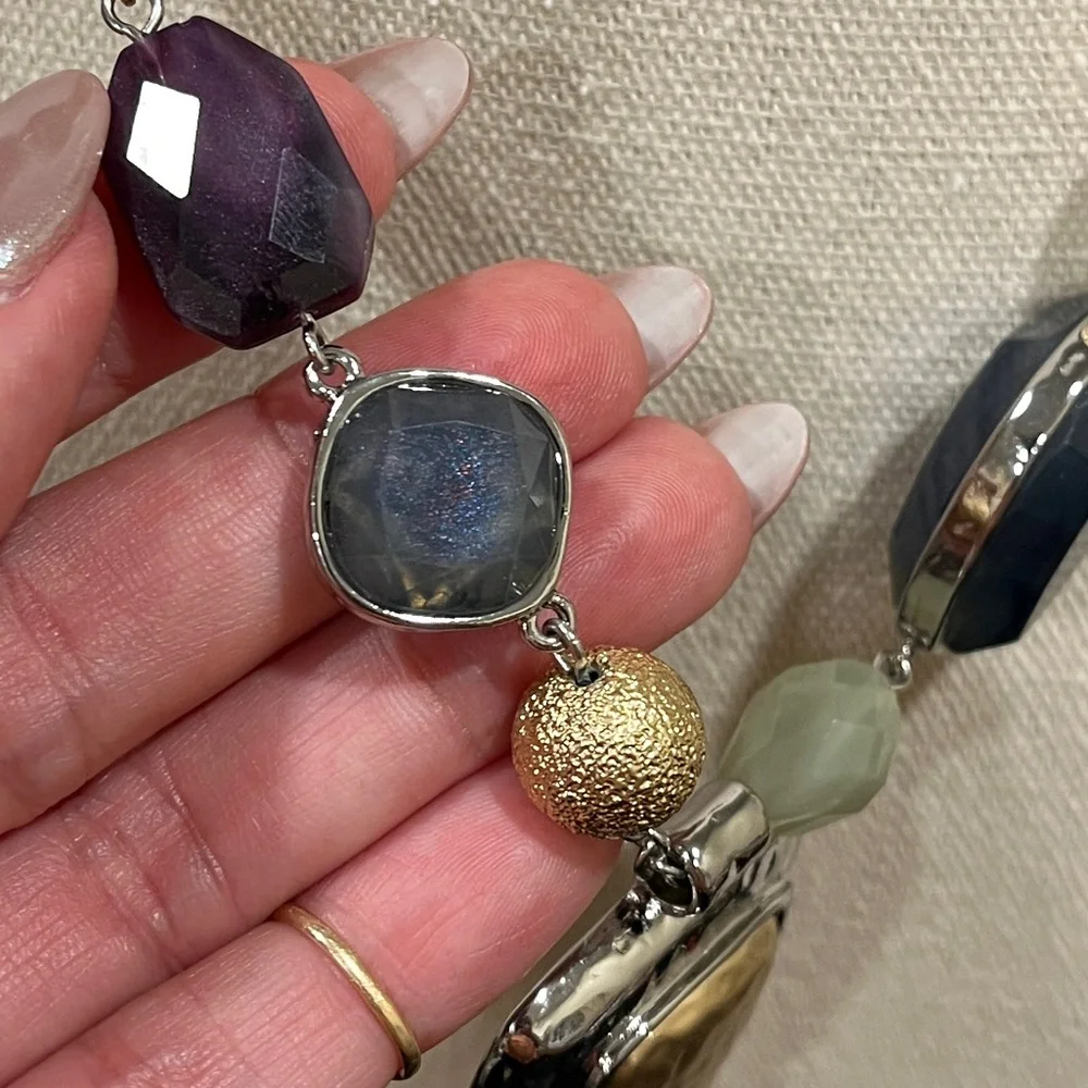 NWOT Chico's Purple and Gold Pendant Necklace